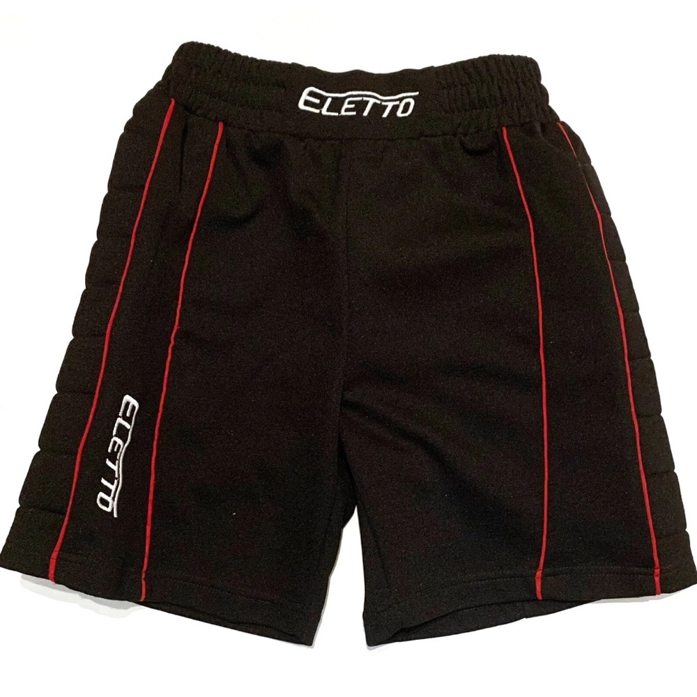 Eletto Soccer Goalie Hockey Shorts Padded Thighs Sport Youth Small Black Elastic